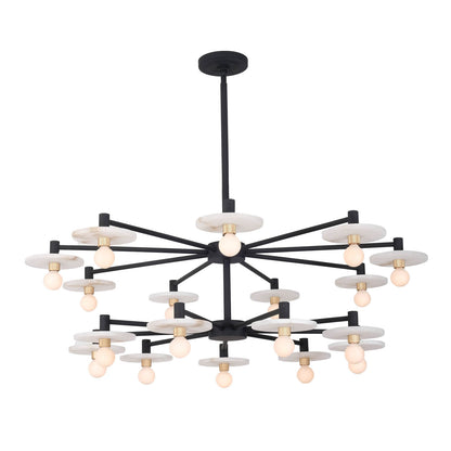 Discus 42-in 18 Light Socket Matte Black Chandelier