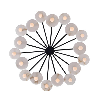 Discus 42-in 18 Light Socket Matte Black Chandelier