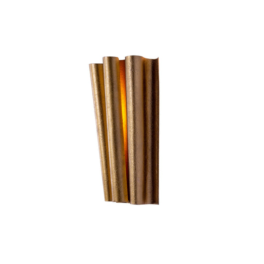 Ripple 12-in 2 Light Socket Bright Gold Wall Sconce
