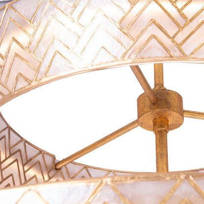 Geo 28-in 2 Light LED Oxidized Gold Leaf Tiered Chandelier