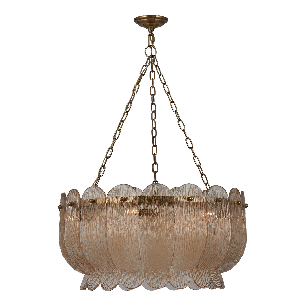 Camellia 28-in 6 Light Socket Winter Brass Chandelier