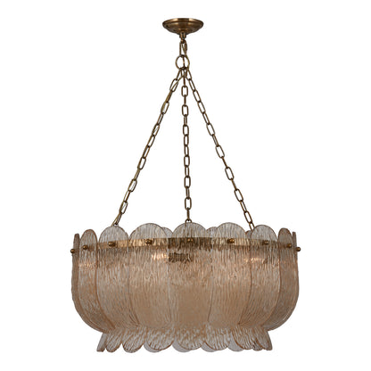 Camellia 28-in 6 Light Socket Winter Brass Chandelier