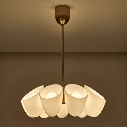 Cocoon 28-in 9 Light Socket Winter Brass Chandelier