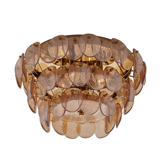 Uroko 19.75-in 4 Light Socket Polished Winter Brass Flush Mount