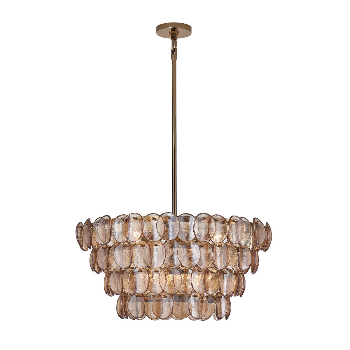 Uroko 28-in 8 Light Socket Polished Winter Brass Tiered Chandelier