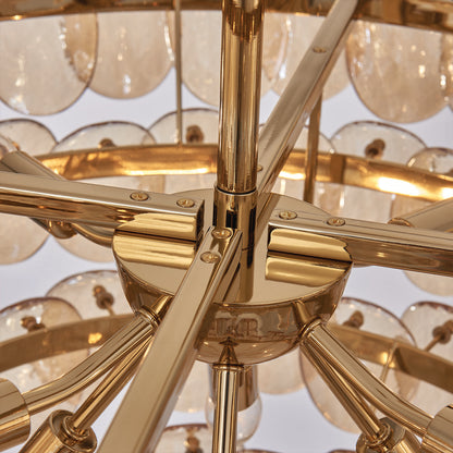 Uroko 28-in 8 Light Socket Polished Winter Brass Tiered Chandelier