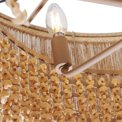 Naturale 28-in 6 Light Socket Jute Chandelier