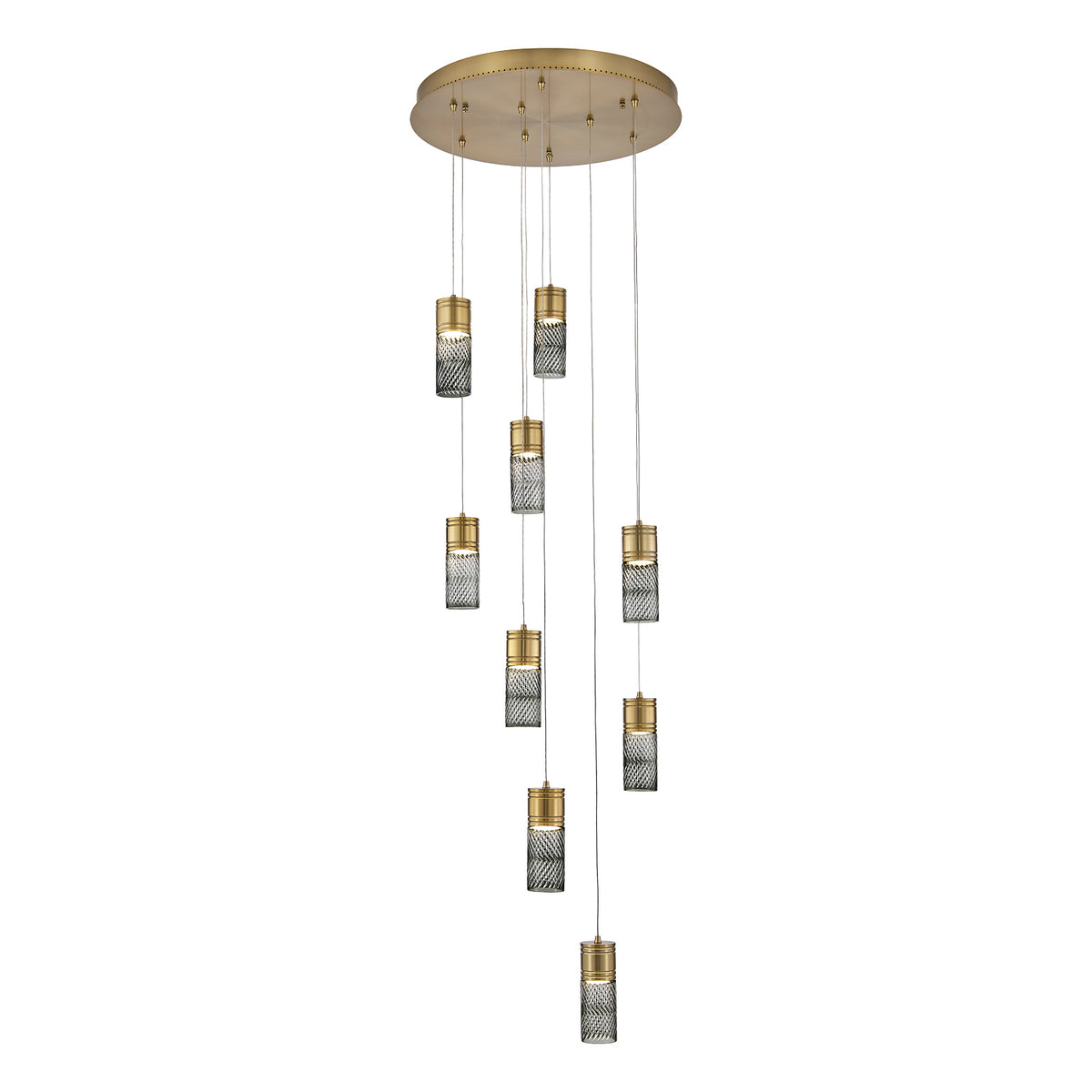 Kiriko 24-in 9 Light LED Winter Brass Chandelier
