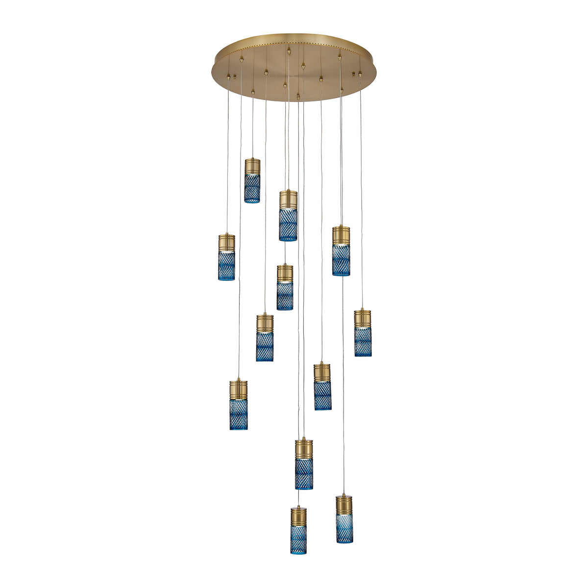 Kiriko 30-in 12 Light LED Winter Brass Chandelier