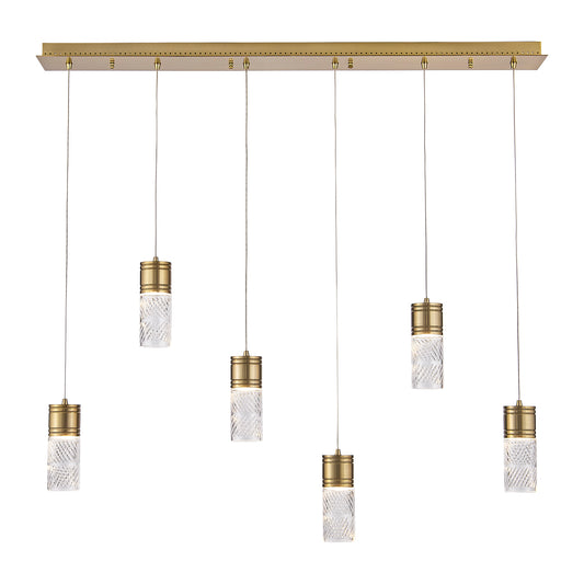 Kiriko 48-in 6 Light LED Winter Brass Linear Pendant