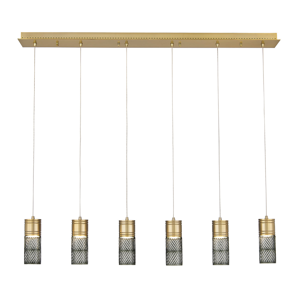 Kiriko 48-in 6 Light LED Winter Brass Linear Pendant