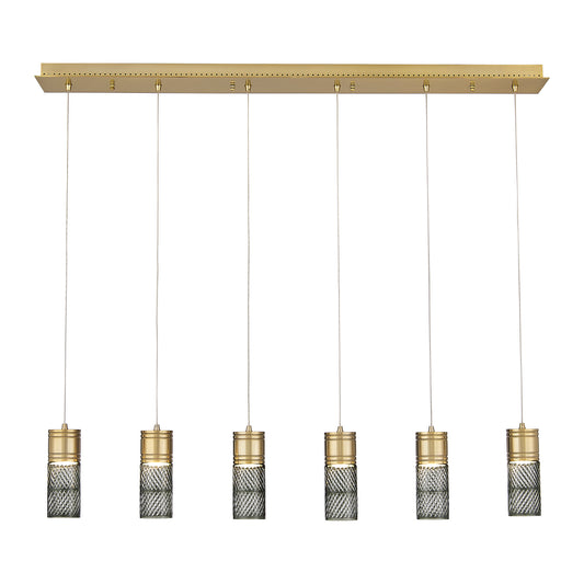 Kiriko 48-in 6 Light LED Winter Brass Linear Pendant
