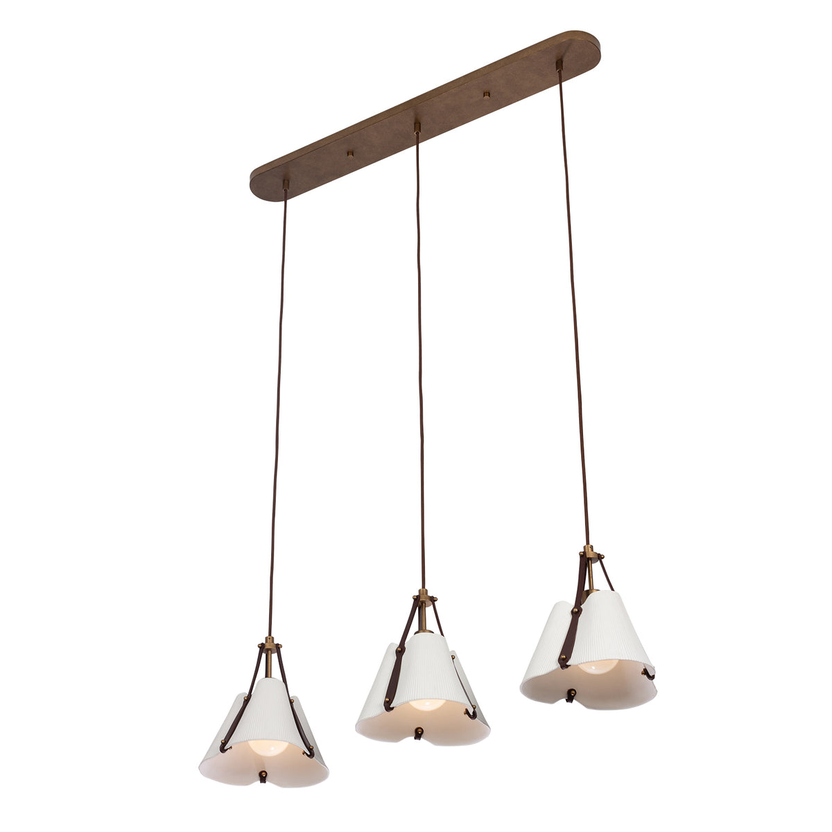 Embrace 43.5-in 3 Light Socket Pearlized Antique Brass Linear Pendant