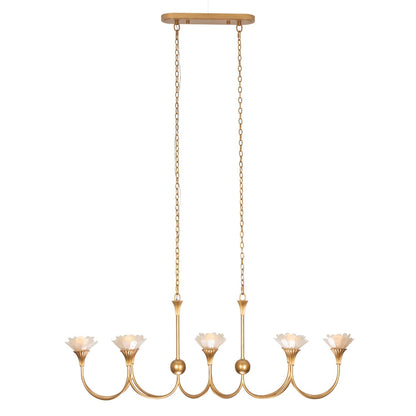 Flora 54-in 8 Light Socket Modern Gold Linear Pendant