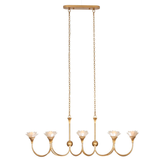 Flora 54-in 8 Light Socket Modern Gold Linear Pendant
