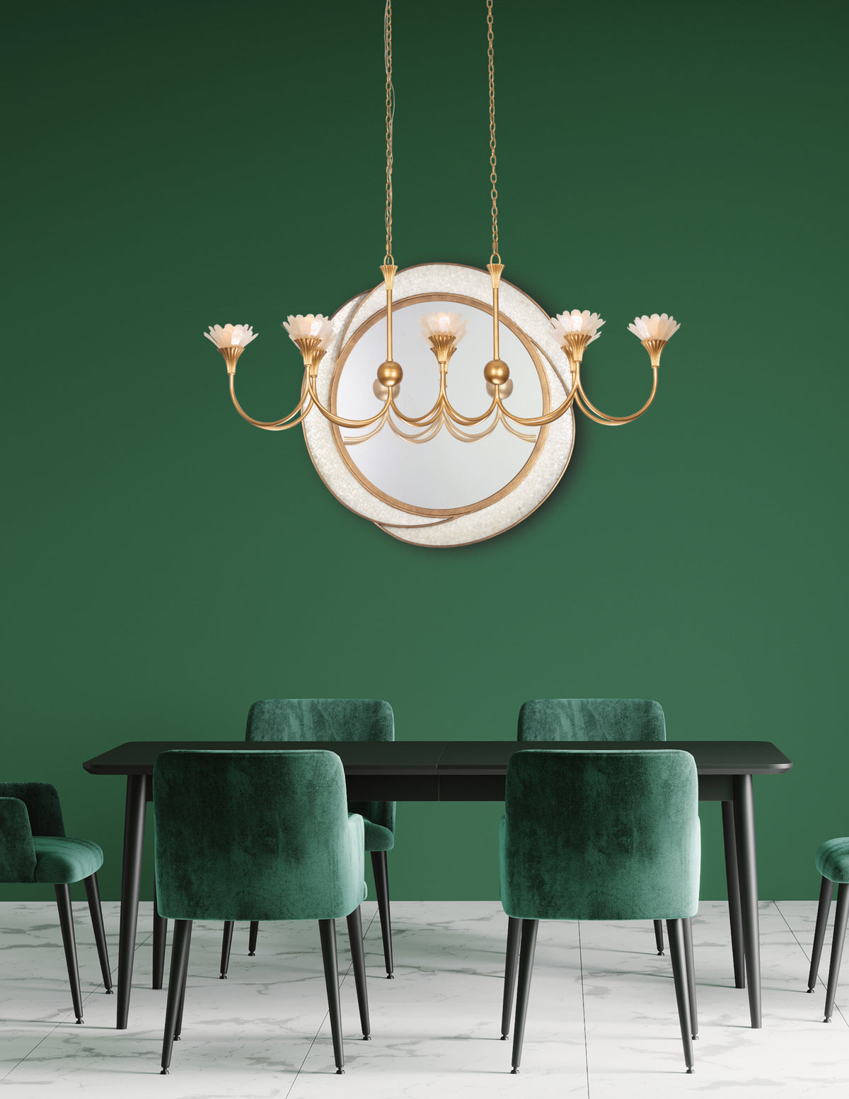 Flora 54-in 8 Light Socket Modern Gold Linear Pendant