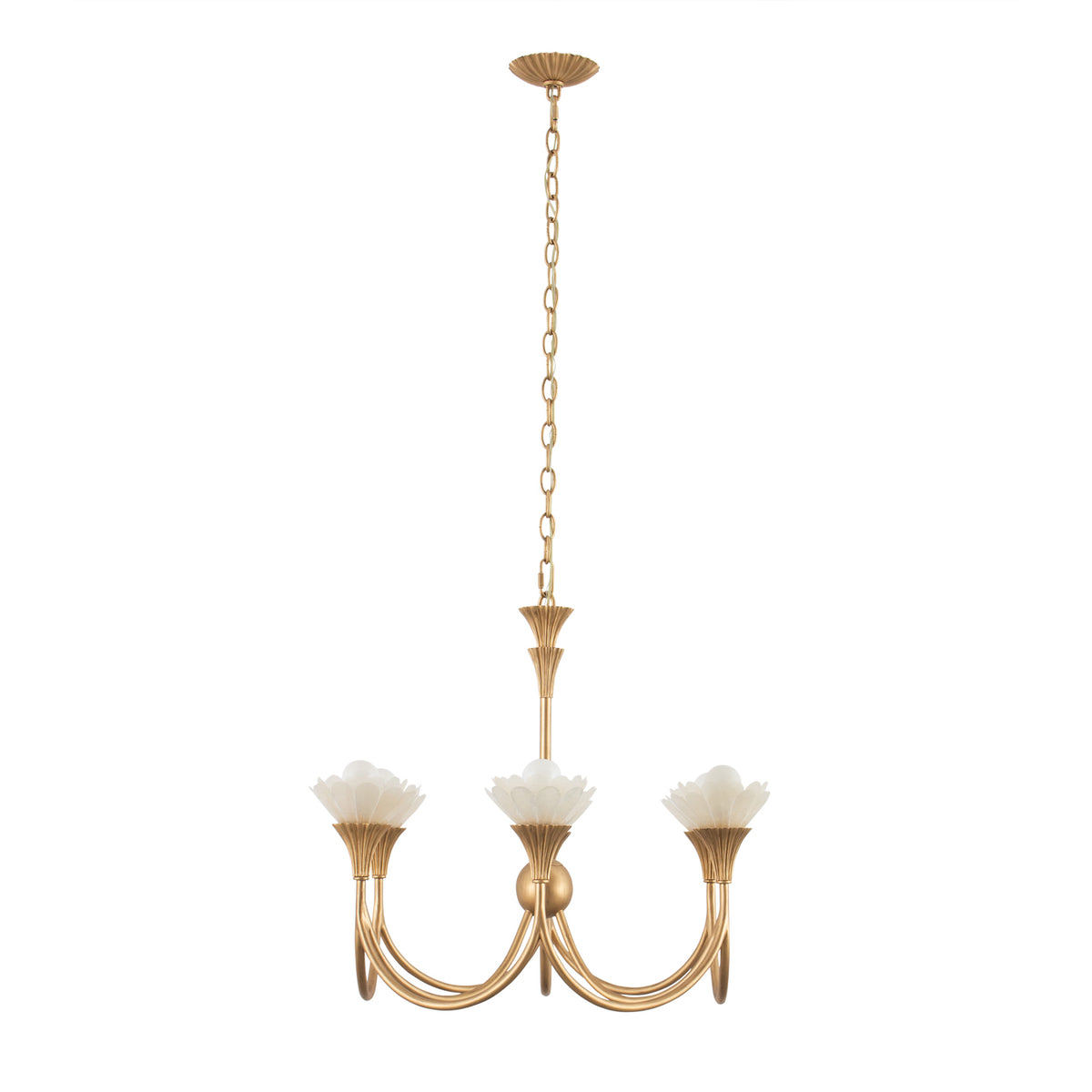 Flora 28-in 6 Light Socket Modern Gold Chandelier