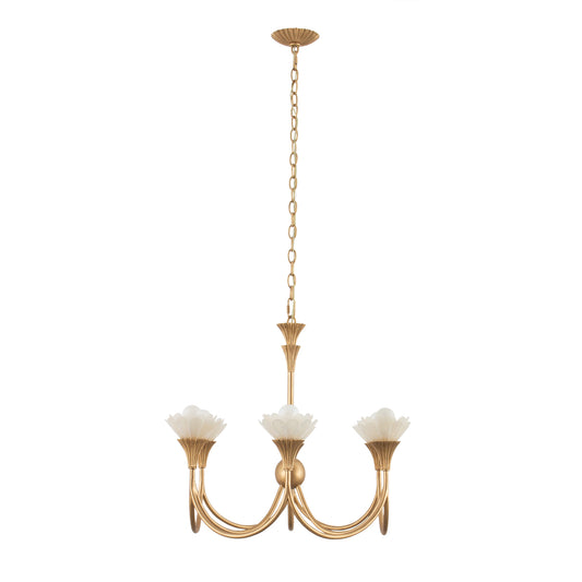 Flora 28-in 6 Light Socket Modern Gold Chandelier