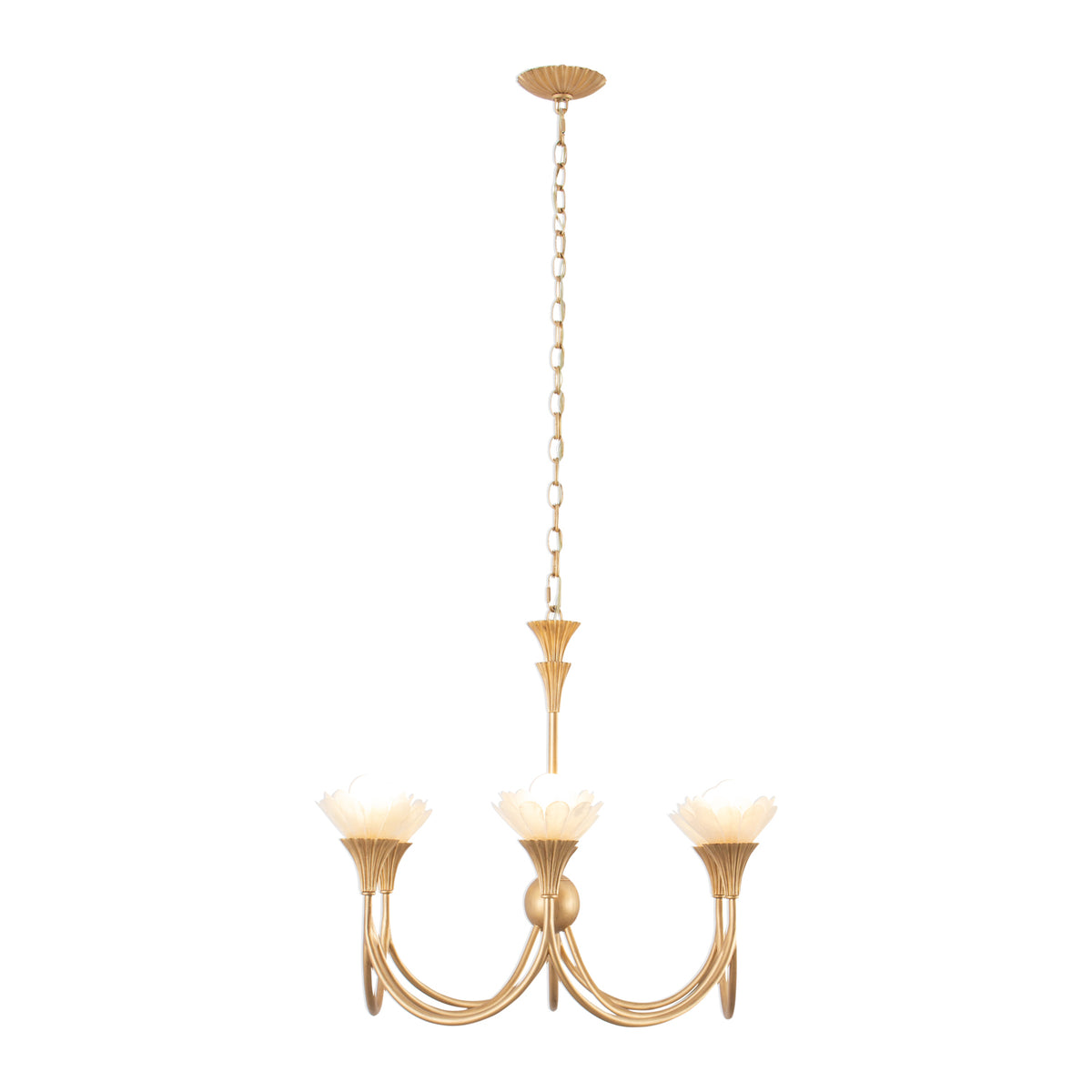 Flora 28-in 6 Light Socket Modern Gold Chandelier