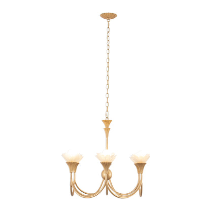 Flora 28-in 6 Light Socket Modern Gold Chandelier