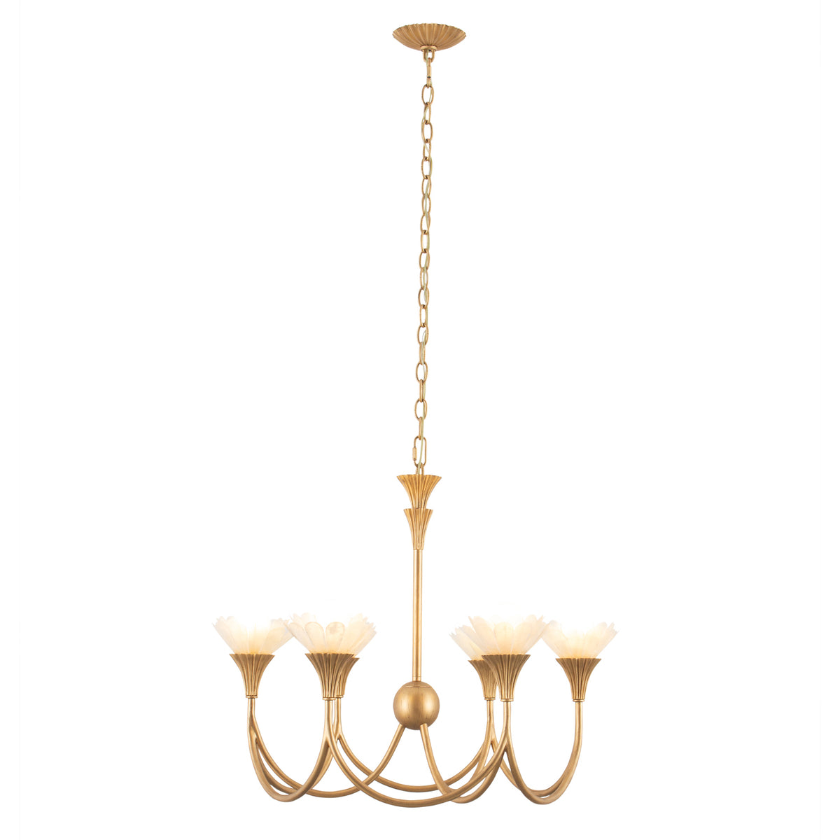 Flora 28-in 6 Light Socket Modern Gold Chandelier