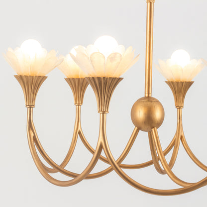Flora 28-in 6 Light Socket Modern Gold Chandelier