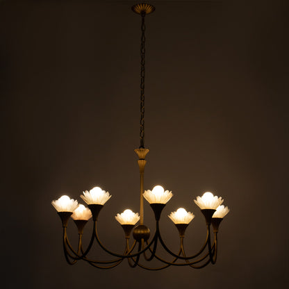 Flora 36-in 8 Light Socket Modern Gold Chandelier