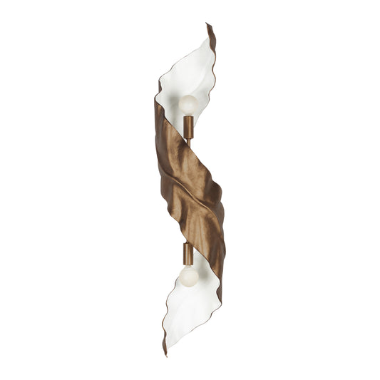 Spira 34-in 2 Light Socket Pearlized Antique Brass w/ White Wall Sconce