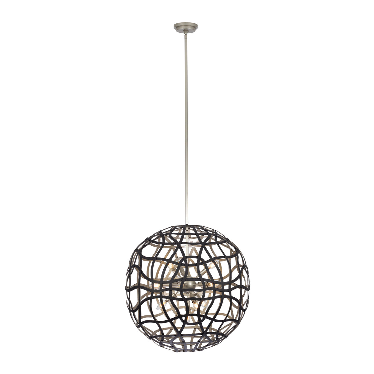 Entice 28-in 13 Light Socket Matte Black w/ Tarnish Silver Pendant