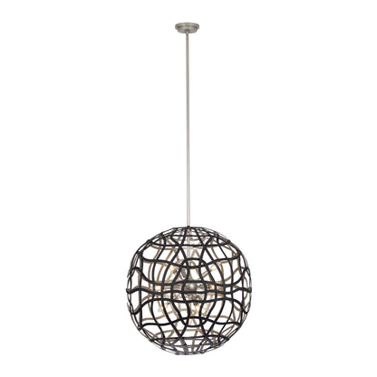 Entice 28-in 13 Light Socket Matte Black w/ Tarnish Silver Pendant