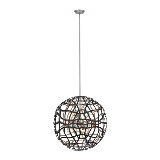 Entice 28-in 13 Light Socket Matte Black w/ Tarnish Silver Pendant
