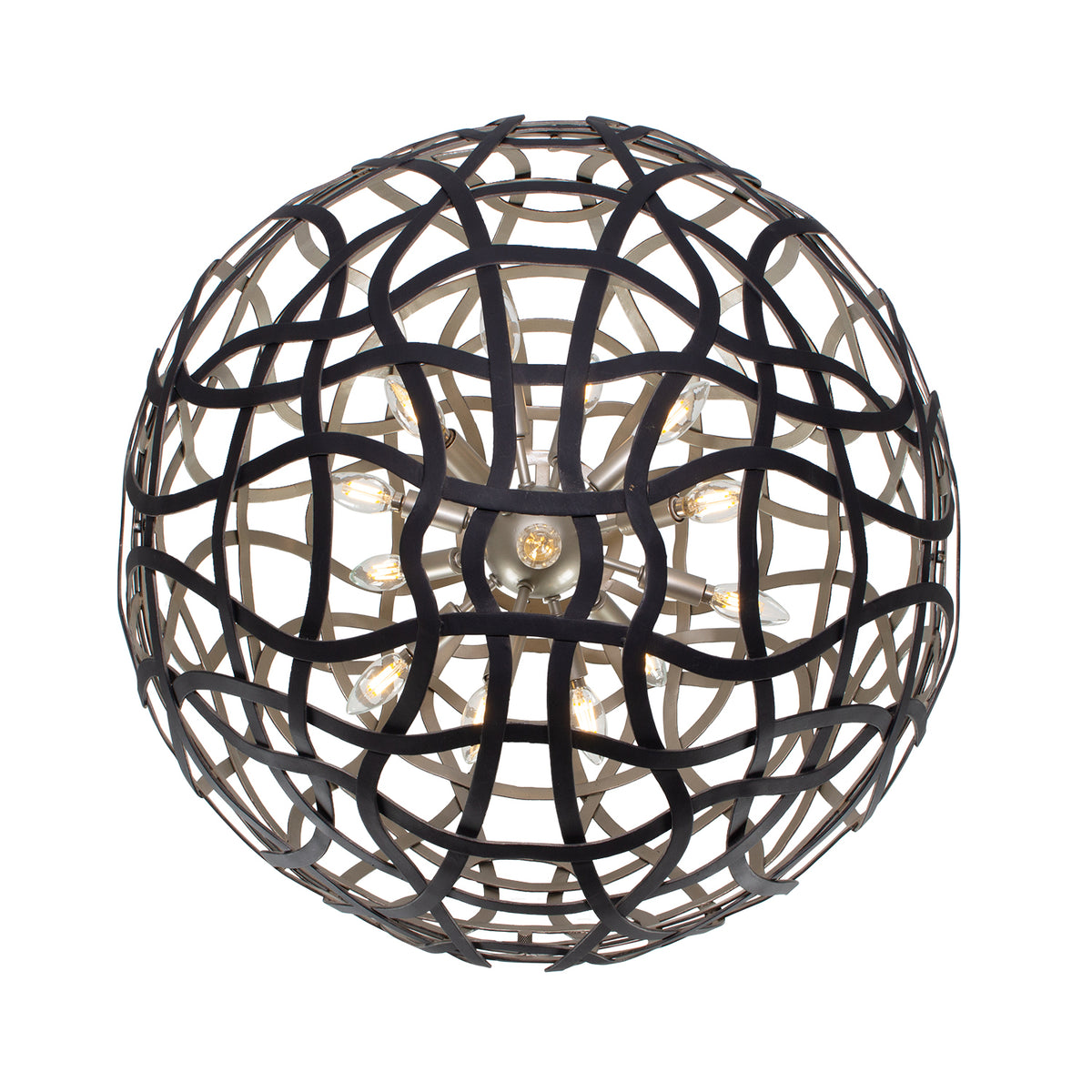 Entice 28-in 13 Light Socket Matte Black w/ Tarnish Silver Pendant