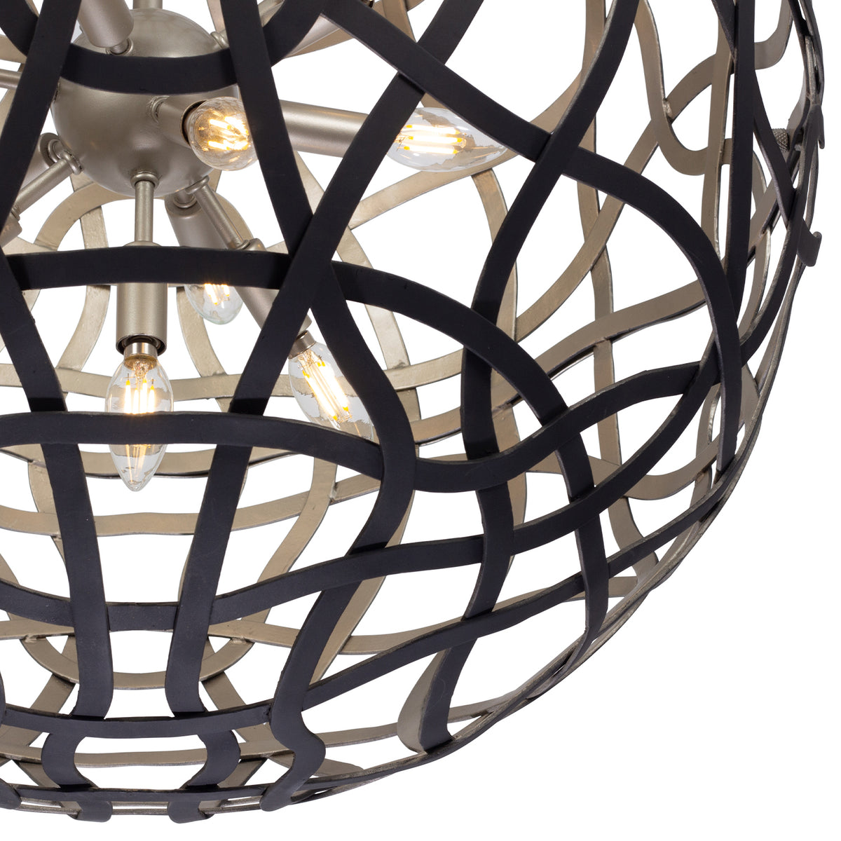 Entice 28-in 13 Light Socket Matte Black w/ Tarnish Silver Pendant