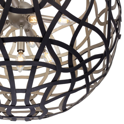 Entice 28-in 13 Light Socket Matte Black w/ Tarnish Silver Pendant