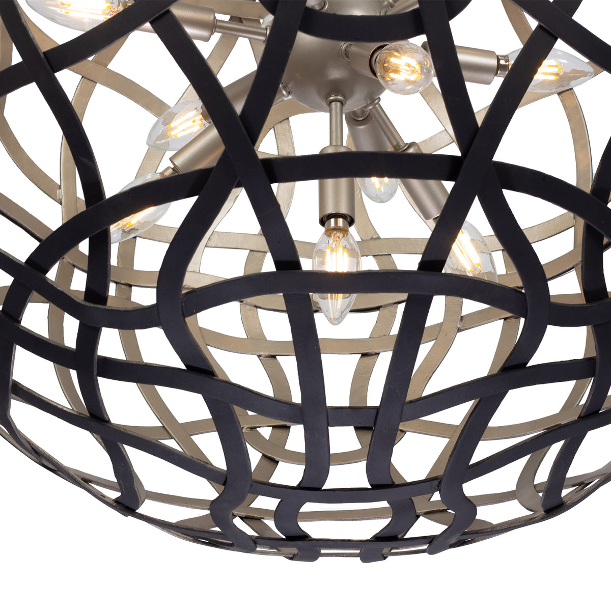 Entice 28-in 13 Light Socket Matte Black w/ Tarnish Silver Pendant