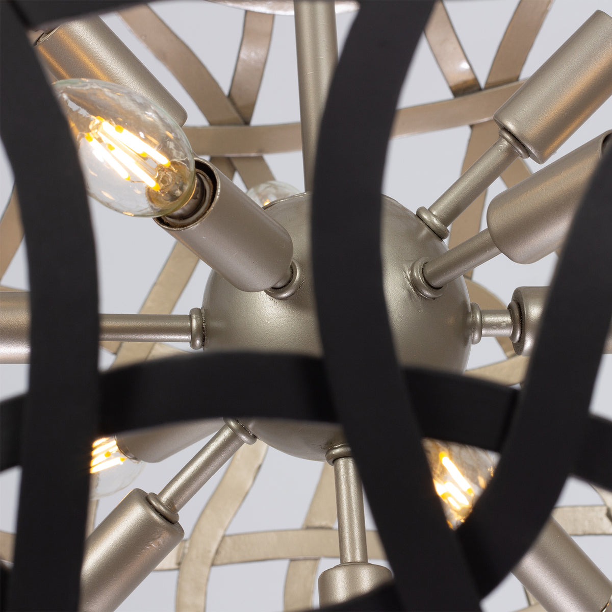 Entice 28-in 13 Light Socket Matte Black w/ Tarnish Silver Pendant