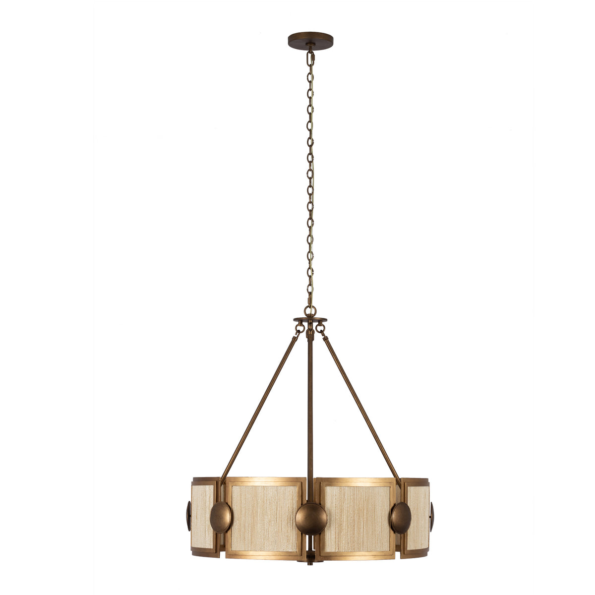 Button 29-in 8 Light Socket Pearlized Antique Brass And Modern Gold Chandelier