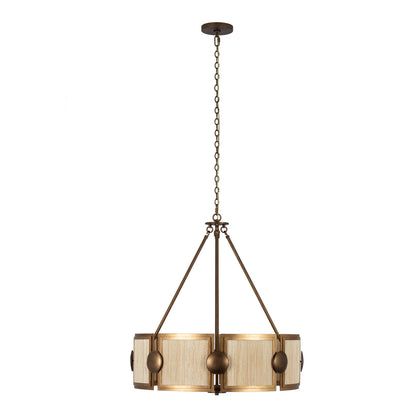 Button 29-in 8 Light Socket Pearlized Antique Brass And Modern Gold Chandelier