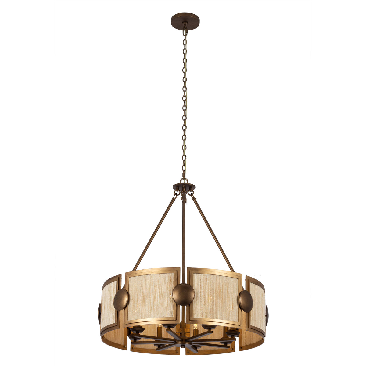 Button 29-in 8 Light Socket Pearlized Antique Brass And Modern Gold Chandelier