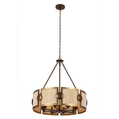 Button 29-in 8 Light Socket Pearlized Antique Brass And Modern Gold Chandelier
