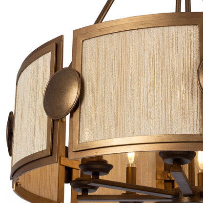 Button 29-in 8 Light Socket Pearlized Antique Brass And Modern Gold Chandelier