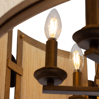 Button 29-in 8 Light Socket Pearlized Antique Brass And Modern Gold Chandelier