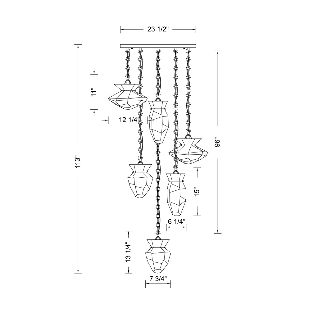 Bolsa 31-in 6 Light Socket Winter Brass Chandelier