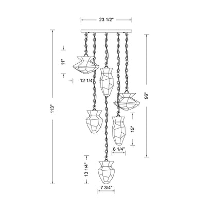 Bolsa 31-in 6 Light Socket Winter Brass Chandelier