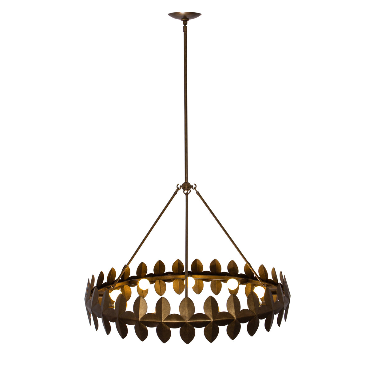 Vittoria 34-in 9 Light Socket Pearlized Antique Brass Chandelier