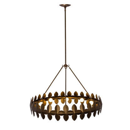 Vittoria 34-in 9 Light Socket Pearlized Antique Brass Chandelier