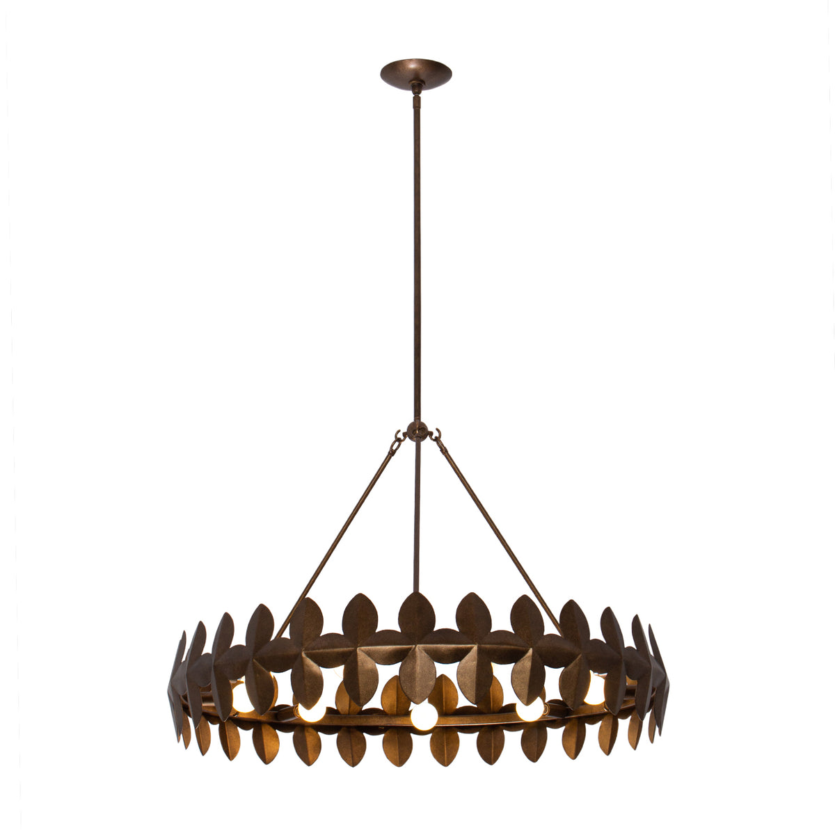 Vittoria 34-in 9 Light Socket Pearlized Antique Brass Chandelier