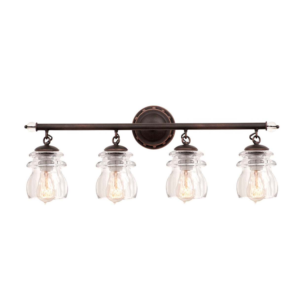 Brierfield 28-in 4 Light Socket Antique Copper Vanity Light