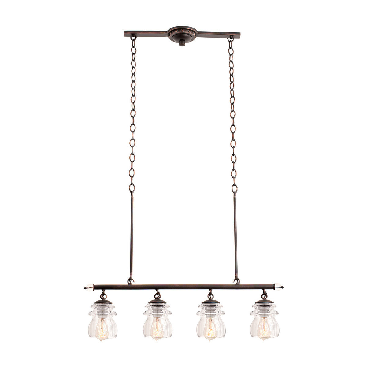 Brierfield 31-in 4 Light Socket Antique Copper Linear Pendant