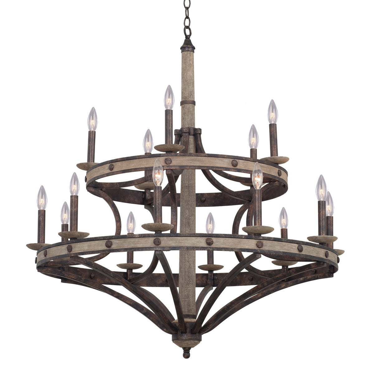 Coronado 38-in 15 Light Socket Florence Gold Tiered Chandelier